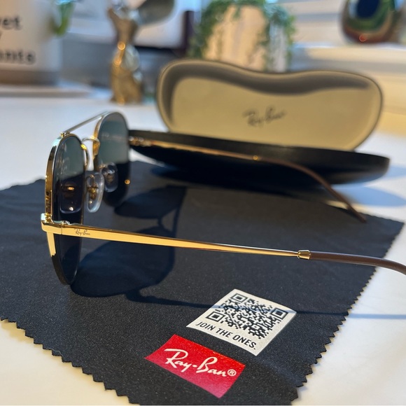 COPY - Ray-Ban 6413 frames, polished gold, blue reflective - Picture 3 of 7